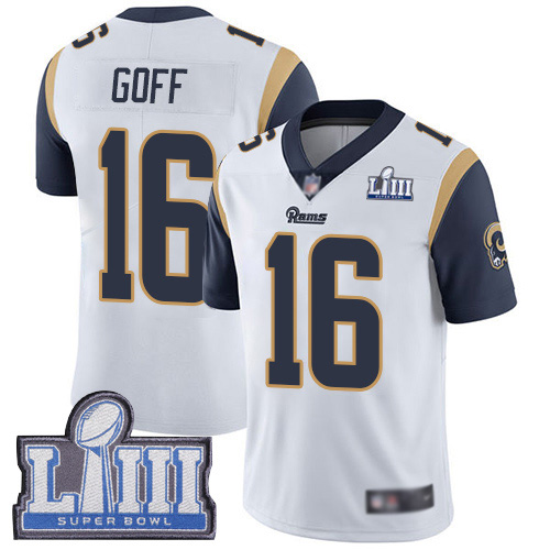 Los Angeles Rams Limited White Men Jared Goff Road Jersey NFL Football #16 Super Bowl LIII Bound Vapor Untouchable
